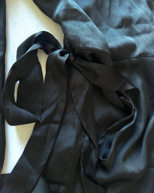 Vila satin wrapped mini dress in black — EU 34