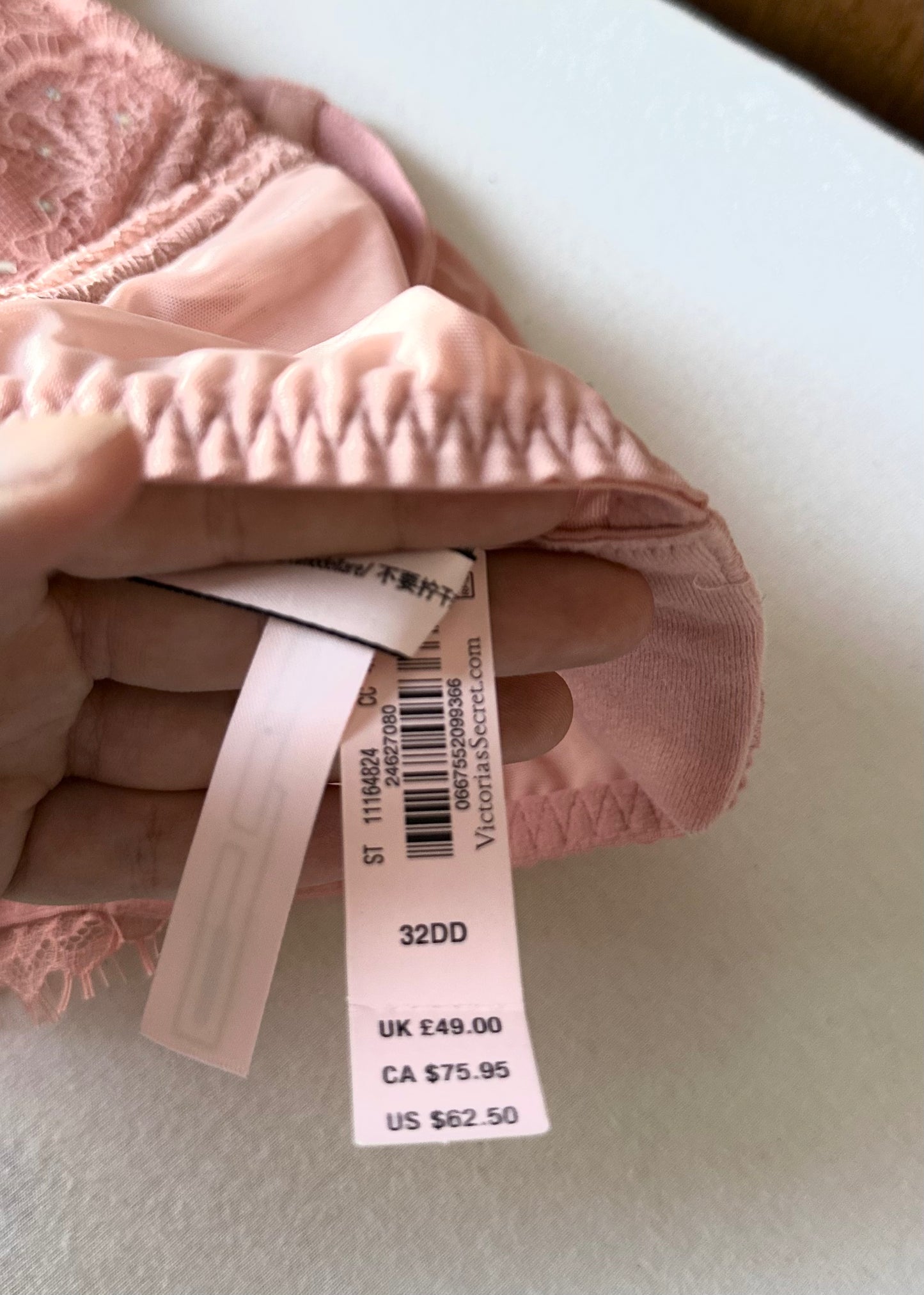 Victoria's Secret embellished lace balconette bustier in pink — 32DD