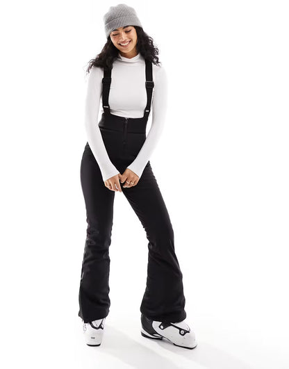 ASOS 4505 ski high waisted water repellent sallopettes in black — EU 34
