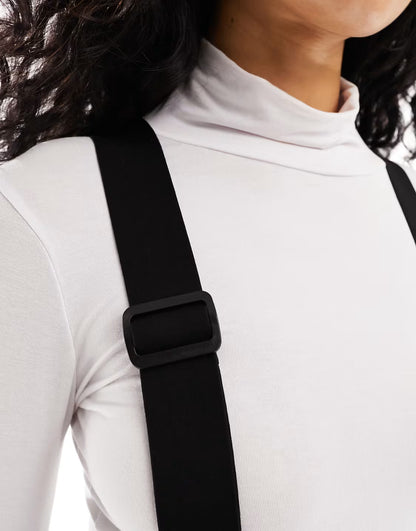 ASOS 4505 ski high waisted water repellent sallopettes in black — EU 34