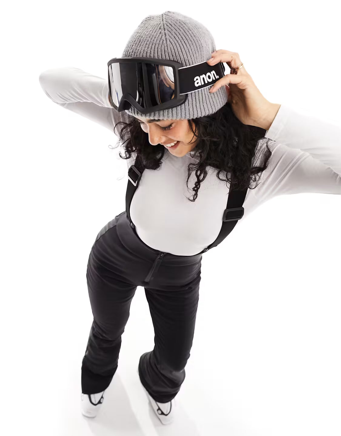 ASOS 4505 ski high waisted water repellent sallopettes in black — EU 34