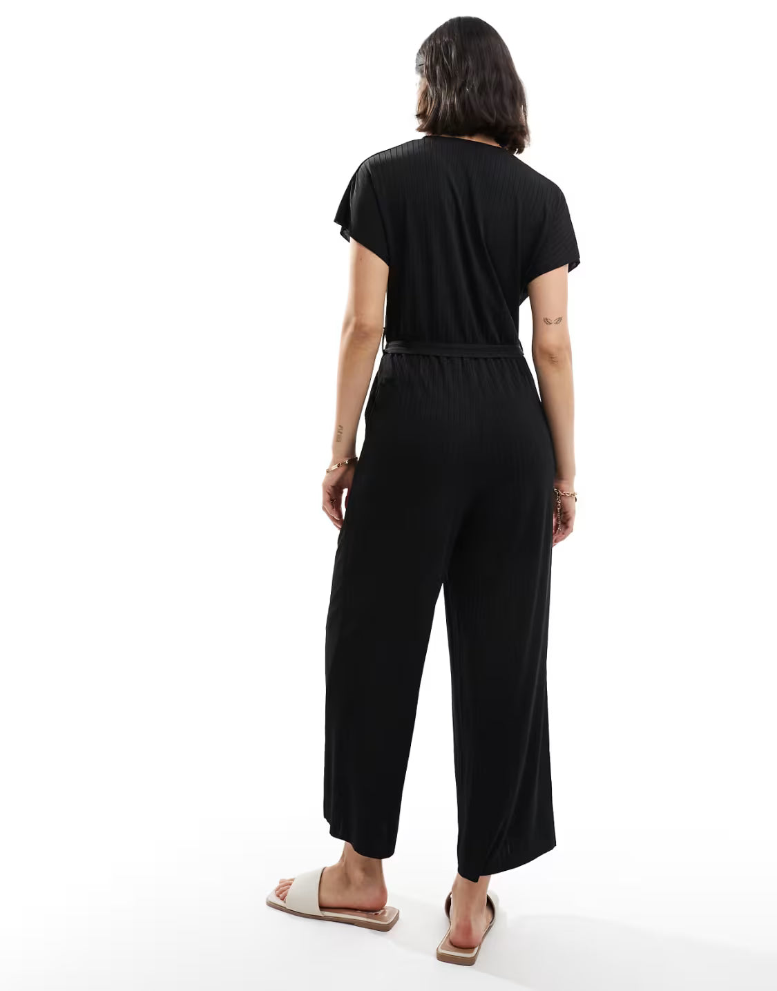 Threadbare Peony wrap jumpsuit in black — EU 34