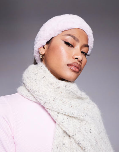 ASOS 4505 Ski faux fur headband in pink