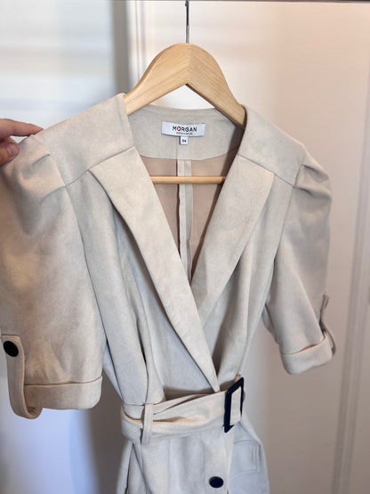 Morgan wrap blazer dress with buckle detail in cream — EU 34