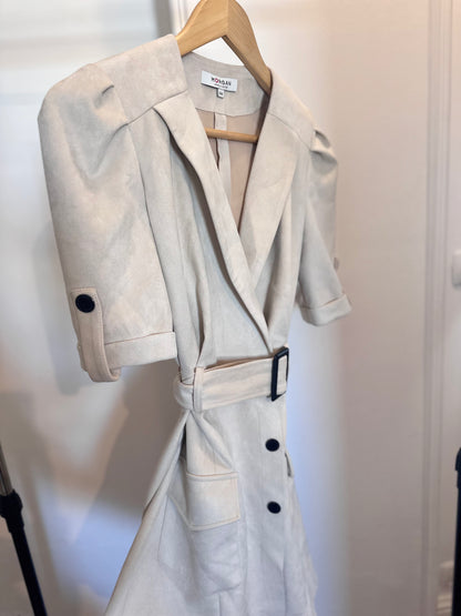 Morgan wrap blazer dress with buckle detail in cream — EU 34