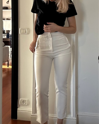 Stradivarius high waisted tailored pants in white – EU 34