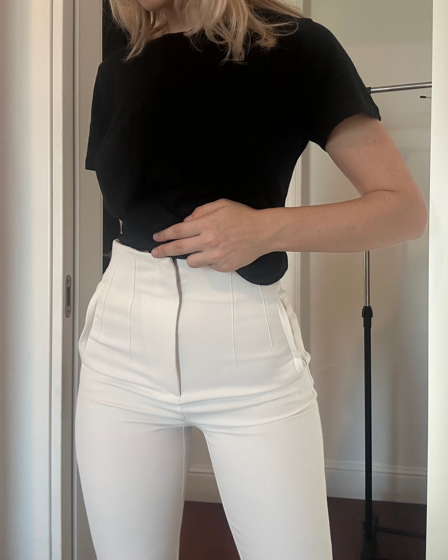 Stradivarius high waisted tailored pants in white – EU 34