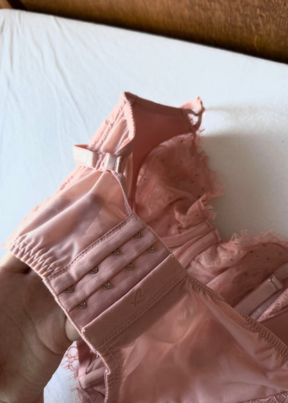 Victoria's Secret embellished lace balconette bustier in pink — 32DD